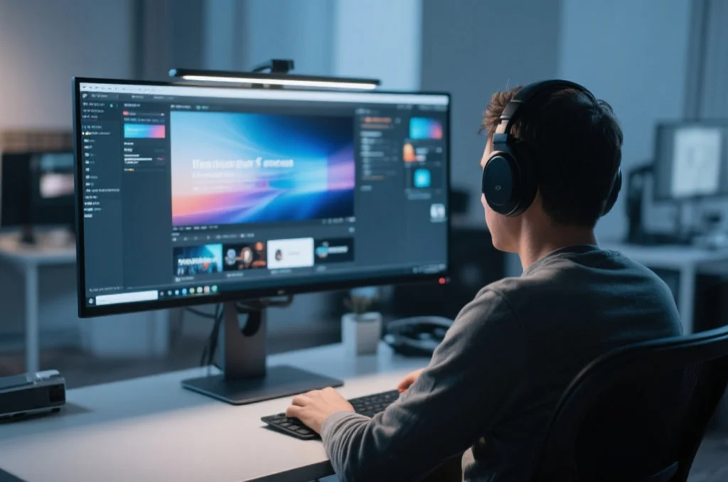 用户在桌面电脑上享受恒耀的沉浸式娱乐体验